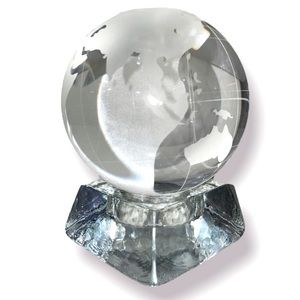 Crystal ball earth globe on stand